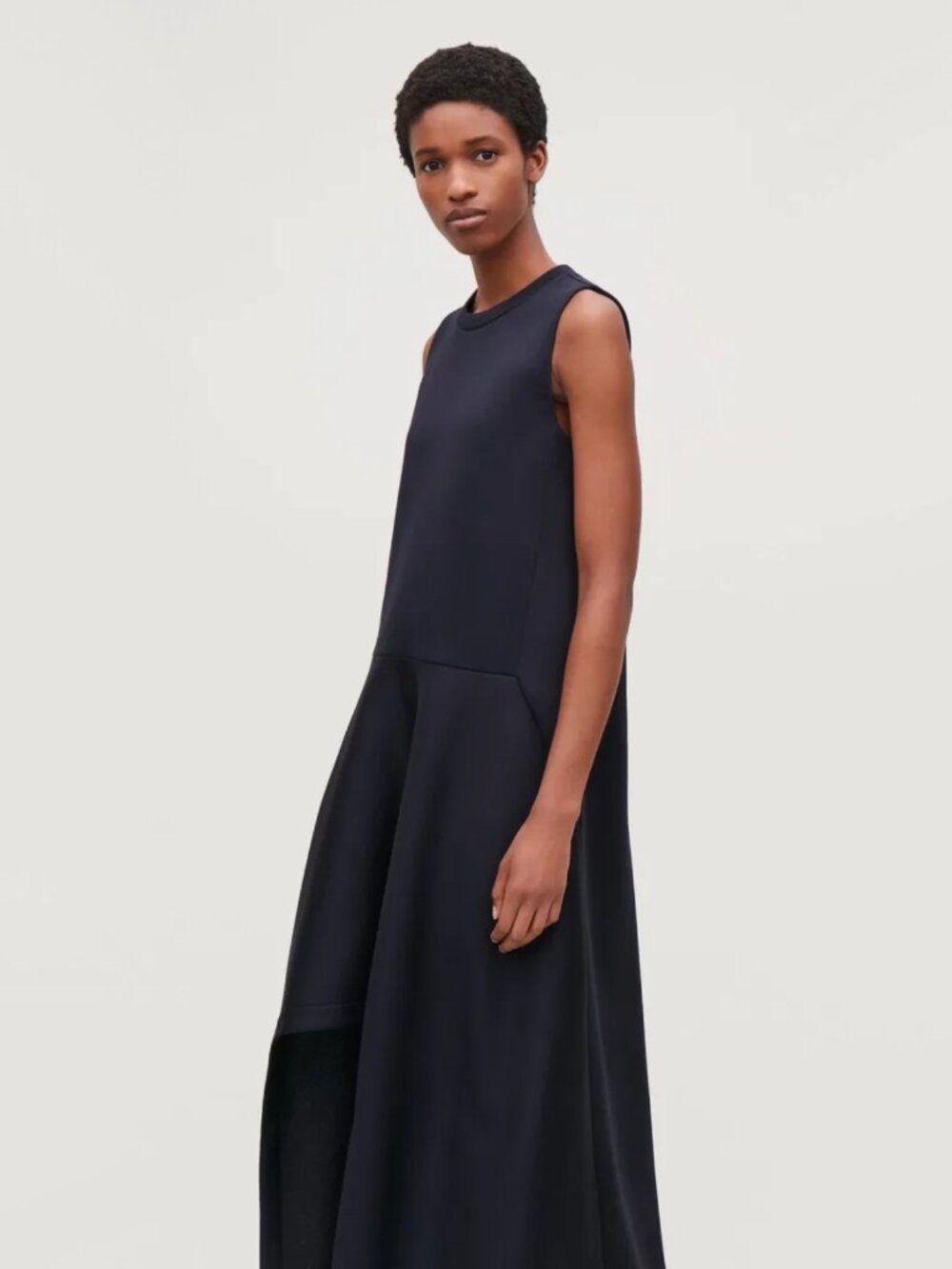 NWT COS Scuba Hi/Low Hem Dress in Navy, size Small - Picture 11 of 11